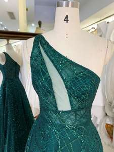 Abito da Sera Monospalla con Paillettes <span class=keywords><strong>Verde</strong></span> Smeraldo/Blu Reale/Grigio Argento/<span class=keywords><strong>Rosso</strong></span> Bordeaux - Product Image 2