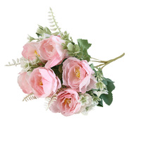 Bunga Peony Sutra Buatan Tangan 6 Kepala untuk Dekorasi Rumah, Perlengkapan Fotografi Pernikahan, Paskah, Grosir Pabrik
