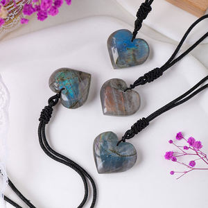 Collar con Colgante de Corazón de Labradorita, Cristal Natural, Piedra Curativa, Venta al Por Mayor - Product Image 6