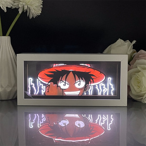 Lampe en papier et bois sculpté <span class=keywords><strong>Zoro</strong></span> et Luffy Anime Japon <span class=keywords><strong>Figurine</strong></span> décorative Cadeau pour enfants Lumière d'ambiance de Noël - Product Image 4