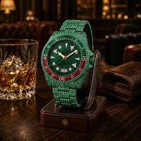 Montre analogique de mode en quartz verte avec papillon incrusté de strass, bracelet en caoutchouc et acier inoxydable, affichage de la date pour femme