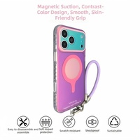 Casing Ponsel Magnetik Keras Minimalis Baru dengan Warna Laser dan Desain Color-blocking untuk iPhone 17 Pro Max, iPhone 16 PM, 15 PM dengan Tali Gantungan Ponsel