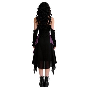 Vestido Medieval de Estilo Gótico para Mujer, Disfraz de Vampiro o Bruja para Halloween, Actuación Escénica para Adultos, Negro y Morado, Manga Larga - Product Image 5