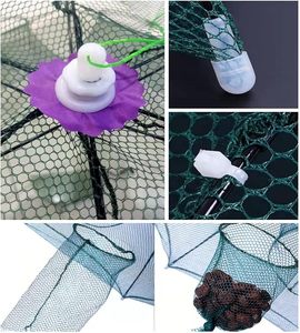 Filet de piège à parapluie plié 6 trous filets de pêche pour piège à crevettes et crabes - Product Image 5