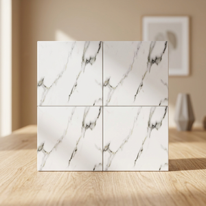 Carreaux de sol en céramique effet marbre gris de luxe 40x40cm, texture pierre, finition mate, porcelaine, design intérieur pour salon - Product Image 2