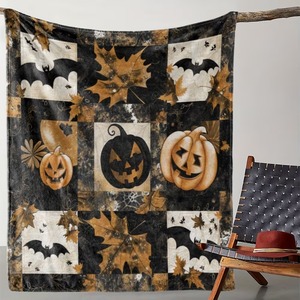Couverture d'automne <span class=keywords><strong>vintage</strong></span> à thème Halloween imprimée, légère et confortable, pour canapé, dortoir et décoration intérieure – Vente en gros OEM - Product Image 3