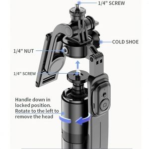 X617 C08 2.02m Aluminum Alloy <b>Foldable</b> Ultra-long Pole 360-degree Panoramic Shooting Multi-functional Tripod Selfie <b>Stick</b> BT 5.0 - Product Image 3
