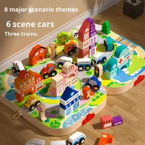 Wholesale Custom Wooden Educational Toys Urban Track <b>Building</b> <b>Blocks</b> Shape Intelligence <b>Building</b> <b>Blocks</b> for Kids Boys Girls - Product Image 6