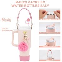 Lot de 7 accessoires de conception spéciale pour gobelets de 30 et 40 oz : pendentif clé fleur, pendentif boule en peluche, sangle de transport et breloque pour gobelet