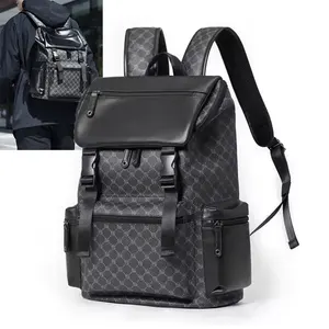 Mochila escolar de marca de moda para laptop, bolsa de couro à prova d'água para mulheres e homens, bolsa de viagem, 2024