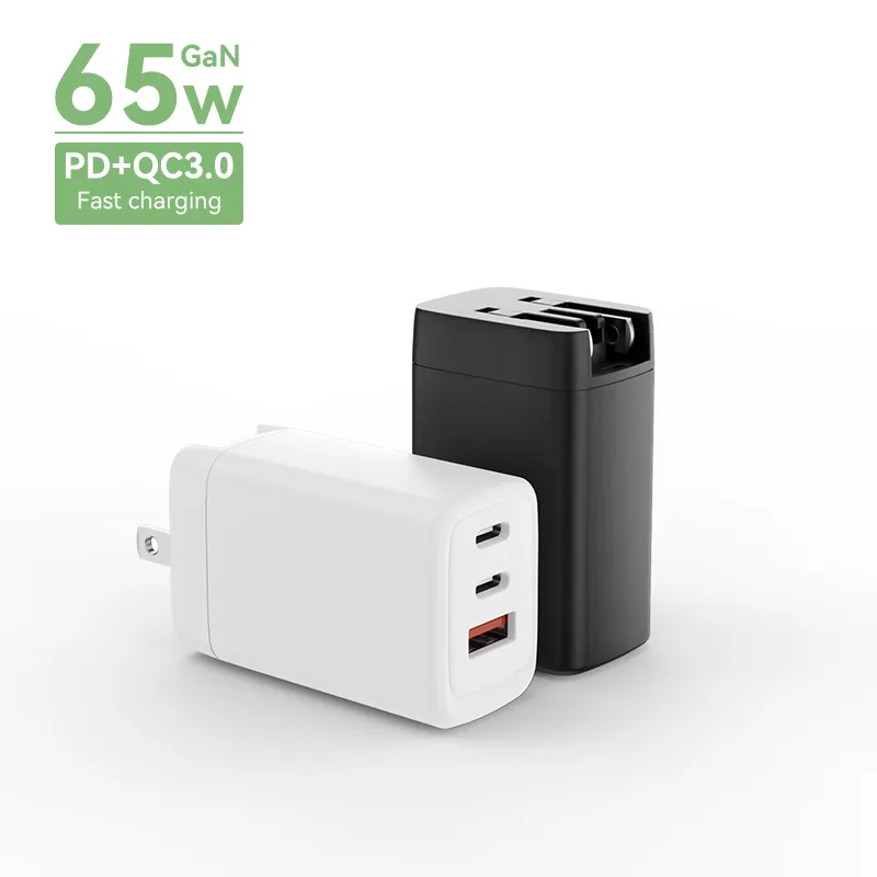 Pd Charger 65w Gan Fast Charger 3 Ports Dual Type C Usb Adapter Charger With Us Eu Uk Au Plug