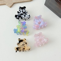 Pince à cheveux YJL Fashion en acétate, motif cœur creux coloré et ours mignon, 4,5 cm, pour filles