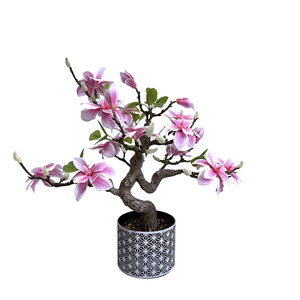 Árbol Bonsái <span class=keywords><strong>de</strong></span> <span class=keywords><strong>Magnolia</strong></span> Artificial Realista, Flor <span class=keywords><strong>de</strong></span> <span class=keywords><strong>Magnolia</strong></span> Artificial en Maceta, Bonsái Floral Artificial para Decoración Oriental del Hogar - Product Image 4