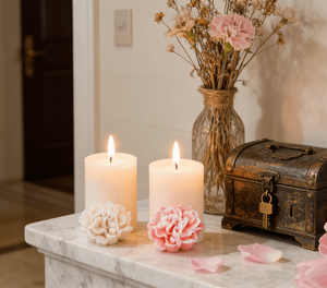 Bougie décorative Zijin Carnation en cire de paraffine, durée de combustion de 1 à 2 heures, 5 couleurs, pour la fête <span class=keywords><strong>des</strong></span> mères, Thanksgiving, la maison - Product Image 1