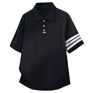 For Sweater Short Sleeve Breathable Moisture-Wicking Casual Men's T-Shirt <strong>Paul</strong> Three Bars Stripes <strong>Old</strong> Money Wind Cross-Border - Product Image 4