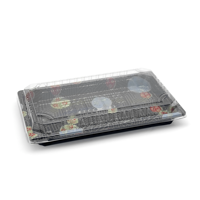 Conteneur alimentaire rectangulaire jetable en plastique pour sushis à emporter, compatible micro-ondes, marque Yaoshi, pour l'emballage alimentaire (vente en gros)