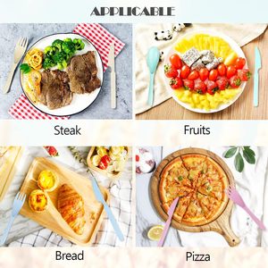 Couverts de voyage réutilisables sans BPA écologiques, ensemble de 4 cuillères à couteaux et fourchettes portables, vaisselle jetable pour les repas en déplacement - Product Image 2