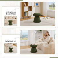 Tabouret/Pouf en Bois et Tissu Crème Style Nordique Moderne pour S'habiller, Se Retrouser ou Se Détendre dans la Chambre ou le Salon