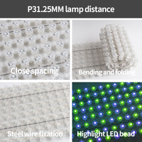 Cortina de Video LED Flexible Impermeable IP67, Pantalla de Malla LED Transparente Plegable para Exteriores, Fondo de Edificio
