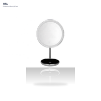 Miroir de table LED 8 pouces avec grossissement 5X, variateur tactile, lumière à mémoire 3 couleurs, rechargeable Type-C 1000 mAh, miroir chromé