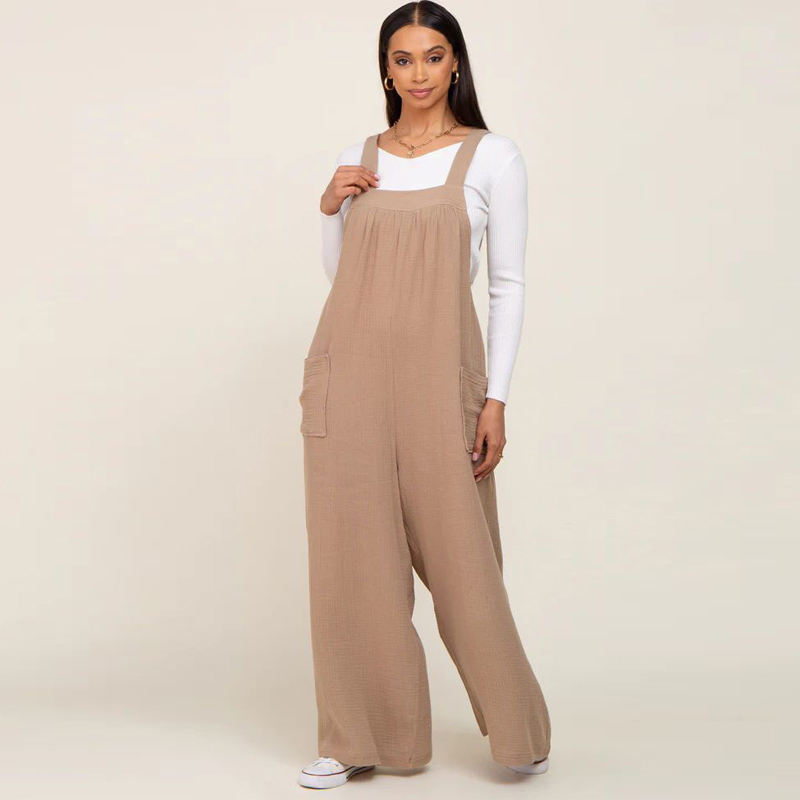 BALAMY Women's Casual Jumpsuit - Loose Fit Wide Leg Overalls With Pockets