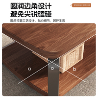 Table basse moderne en bois pour le salon et la chambre à coucher Petit design rectangulaire double couche