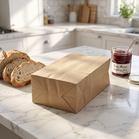 Bolsas de Papel Kraft para Comida para Llevar, de Fondo Cuadrado, de Alta Calidad, para Envasado con su Propio Logotipo Personalizado