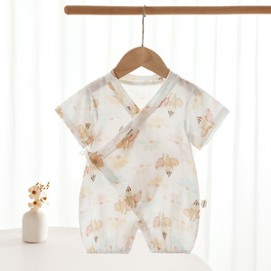 Pagliaccetto Neonato <span class=keywords><strong>in</strong></span> <span class=keywords><strong>Mussola</strong></span> <span class=keywords><strong>di</strong></span> <span class=keywords><strong>Cotone</strong></span> Bambù a Doppio Strato Sottile a Maniche Corte, Ideale per l'Uso con Condizionatore d'Aria - Offerta Speciale - Product Image 4