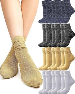 Chaussettes de cheville scintillantes à <span class=keywords><strong>paillettes</strong></span> pour femmes, chaussettes mi-mollet métalliques brillantes pour fêtes, clubs et cadeaux – Vente en gros - Product Image 5