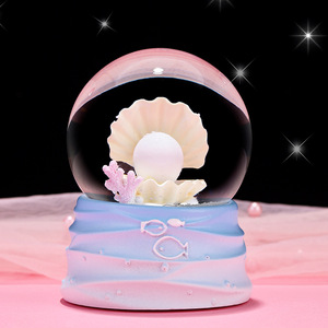 Boule de cristal créative en résine, <span class=keywords><strong>monde</strong></span> sous-marin lumineux, petits poissons et coquillages, cadeau pour enfants, petite veilleuse de dessin animé - Product Image 3