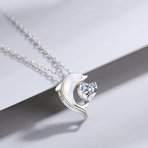 Collar de Plata 925 con Delfín y Circonita Cúbica, Colgante de Madreperla con Baño de Oro Rosa de <span class=keywords><strong>14k</strong></span>, Joyería con Dije de Animal para Mujer - Product Image 4