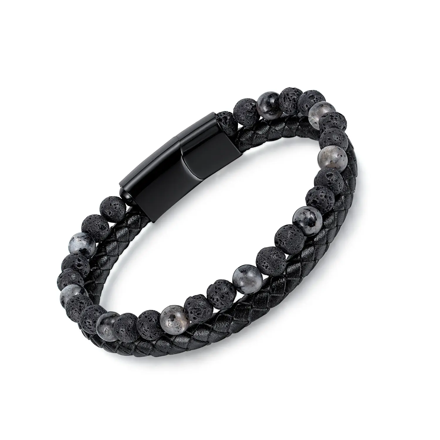 New Trendy Custom Logo Leather Bracelet Wrap Braided Stainless Steel Leather Bracelet for Men Jewelry