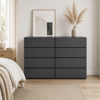 Commode contemporaine européenne à 8 tiroirs en bois aggloméré, gain de place, sans poignées, écologique, pour chambre d'hôpital