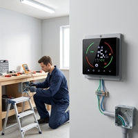 Termostato Inteligente con Pantalla Táctil y Wi-Fi para Calefacción por Suelo Radiante, Diseño Plegable, Sistemas de Caldera Hidrónica, Operación Android, 90V-240V, Color Negro