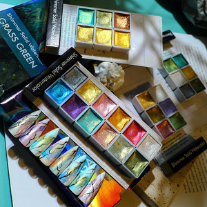 Luccicante perla metallo Glitter Neon Nail Art pigmento polvere solida acquerelli Gold Blooming Design ad alta lucentezza per salone Manicure da te - Product Image 3