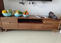 Ensemble meuble TV et table basse en bois massif moderne et durable pour petit salon, chambre ou hôtel – Usage quotidien