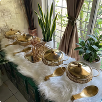 Nouveau design – Plats de service ronds en acier inoxydable doré pour buffet, chauffe-plats de buffet pour hôtels et restaurants avec couvercle de four