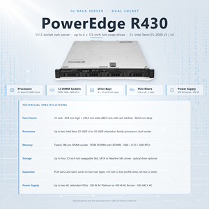 Serveur Rack d'occasion R430 R530 R630 1U Double Processeur DDR4 NVMe SSD SAS HDD pour Petites Entreprises et PME ERP * Le PowerEdge R430 est - Product Image 1