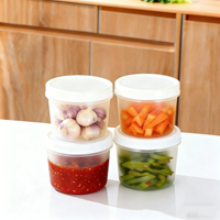 Plastieken voedselbewaarbak met schroefdeksel 200ml luchtdichte keuken bewaarpot saus soep delicatessenbak stapelbaar transparante set