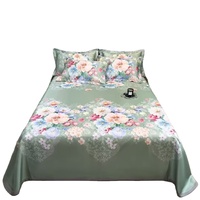 Ensemble de draps-housses 3 pièces personnalisés à imprimé floral, en polyester 200TC, écologiques et rafraîchissants, style européen-américain pour usage domestique