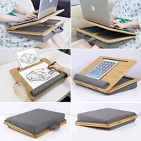 Mesa para Computadora Portátil de Bambú Premium JQ, Soporte Ajustable en Altura con Cojín para Cama, Oficina y Viajes