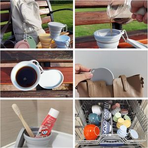 Tasses de voyage pliables en silicone avec logo personnalisé, étanches, portables pour le camping, la randonnée, le pique-nique - Lavables au lave-vaisselle et compatibles micro-ondes - Product Image 4