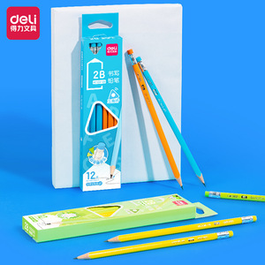 Deli 2B Pencils Triangular With Eraser Tip For Kids School Writing Stationery 12pcs Box - Product Image 1