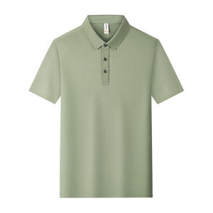 Polo sin costuras de nailon y seda fría para hombre, transpirable, ropa de trabajo de verano con etiqueta y marcas - Product Image 1