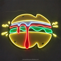 Conception gratuite livraison rapide lumière LED personnalisée enseigne au néon pas quantité minimale de commande livraison directe pour Hamburger Restaurant Shop