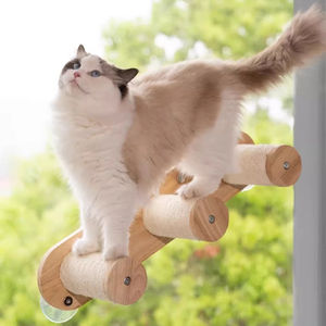 Casa de gato de madera maciza personalizable con cama de ventana de gatito hamaca plegable y portátil nido elevado duradero - Product Image 3