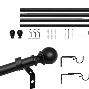 <span class=keywords><strong>Set</strong></span> Tiang Gorden Logam Hitam Heavy Duty dengan Ujung Bulat Klasik, Tiang Gorden yang Dapat Disesuaikan untuk Dekorasi Rumah Ruang Tamu - Product Image 6