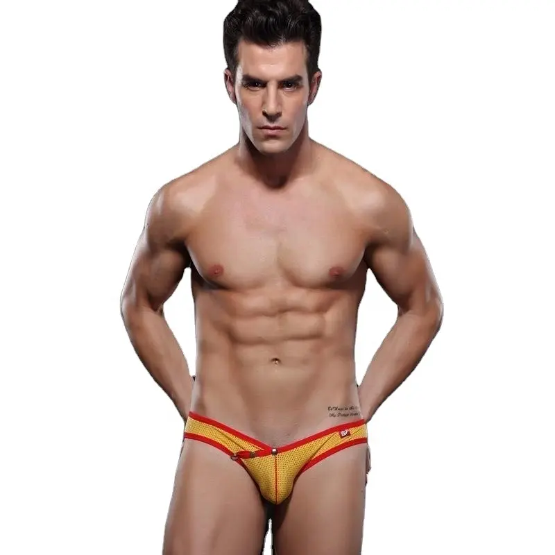 Celana dalam Boxer seksi untuk pria grosir celana dalam pesta pria Bikini celana dalam renang jaring Gay ukuran Plus Boxer senar