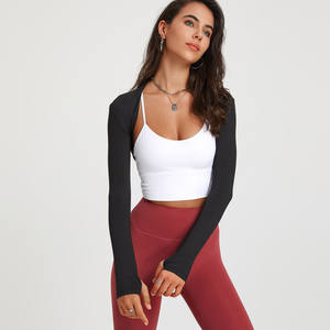 Ropa de Yoga, venta de <span class=keywords><strong>outlet</strong></span>, chal de baile deportivo, cárdigan de Color sólido para Fitness, chaleco pequeño, blusa de entrenamiento, ropa de Yoga para <span class=keywords><strong>mujer</strong></span> - Product Image 5