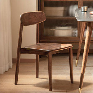 เก้าอี้รับประทานอาหารไม้เนื้อแข็งสีวอลนัทแบบนอร์ดิกเก้าอี้เดี่ยวสำหรับห้องครัวห้องเรียนที่บ้านห้องรับประทานอาหารห้องนั่งเล่น - Product Image 1